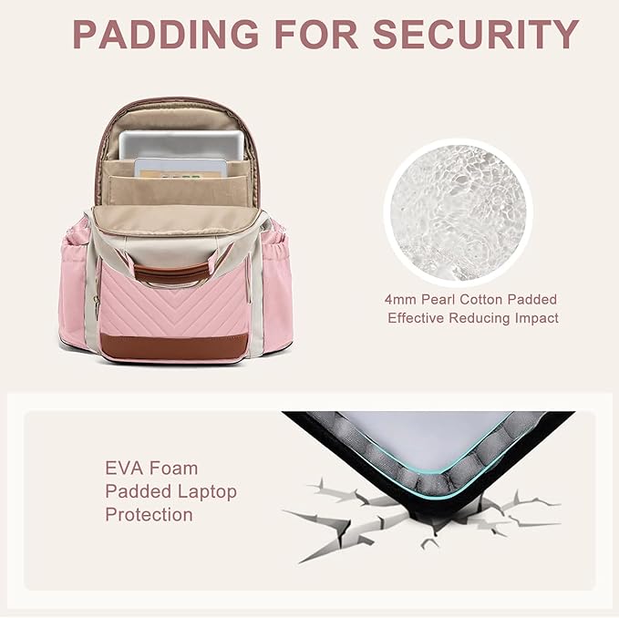 Focdod Laptop Backpack for Women Bookbag: 15.6 inch Work Backpacks with Pouch Pocket for Large Capacity Cup & USB Charger College Book Bag Travel Business Nurse Teacher Bookbags Anti-theft Back Pack