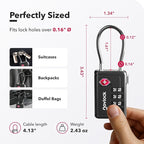 Luggage Locks TSA Approved with Inspection Indicator and Resettable 4-Digit, Easy-to-Read Combination, TSA Locks for Luggage, Suitcases, Backpacks & Travel Bags, Black, 6-Pack
