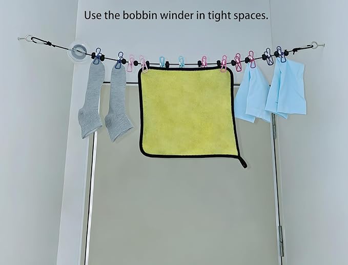 Portable Travel Clothesline with Line Winder Camping Clothesline for Indoor Outdoor Cruise Clothes line RV Clothes line Hotel Laundry line