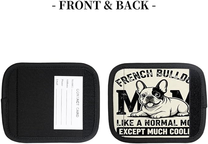 2 Pack Luggage Handle Wrap with Travel Tags - Non-Slip Protective Cover Soft Handle Grips Covers for Suitcase(French Bulldog)