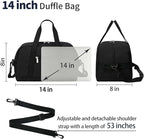 Apenze Small Gym Bag 14 inch lightweight Carry On Mini Duffel Bag for Travel Sport - Black