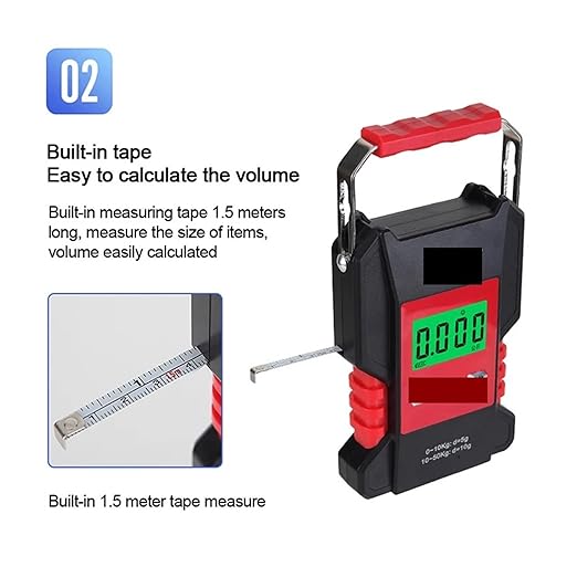 50kg Digital Hanging Scale with Hook, Portable Luggage Scale with Built‑in 1.5m Tape Measure – for Travel and Parcels