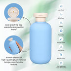 DEMORA 6.6oz Travel Bottles for Toiletries, Larger Plastic Travel Squeeze Bottles Leak Proof Refillable Toiletry Containers with Flip Caps and Labels for Shampoo Conditioner Lotion (Blue, 4 Pcs)