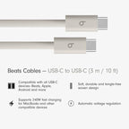 Beats 240W USB-C to USB-C Braided Cable, Fast Charging, Durable/Tangle Free, Compatible with Apple and Android Devices (3 m/10 ft) – Surge Stone