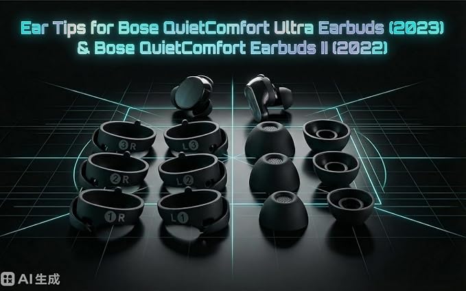 6 Pairs Replacement Ear Tips for Bose QuietComfort Ultra Earbuds (2023) & Bose QuietComfort Earbuds II (2022) - Anti-Slip Silicone Wingtip Covers Eartip-Black