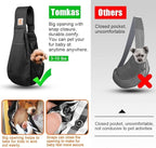 Tomkas Small Dog Cat Sling Carrier Puppy Purse Travel Wrap Soft Crossbody Pet Bag (Black, M - Zip Pocket & Adjust Strap)