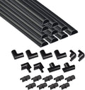 D-Line 157in Cord Cover Kit, Self-Adhesive Wire Hiders, Cable Raceway to Hide Wires on Wall, Electrical Cable Management - 10x 15.7 Lengths & 19 Accessories - 1.18" (W) x 0.59" (H) - Black