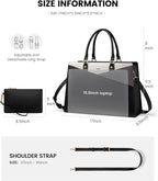 LOVEVOOK Laptop Tote Bag for Women, Leather Business Office Work Bag Computer Briefcase with Small Clutch fit for 15.6 Inch Laptop,Black-Khaki-Coffee