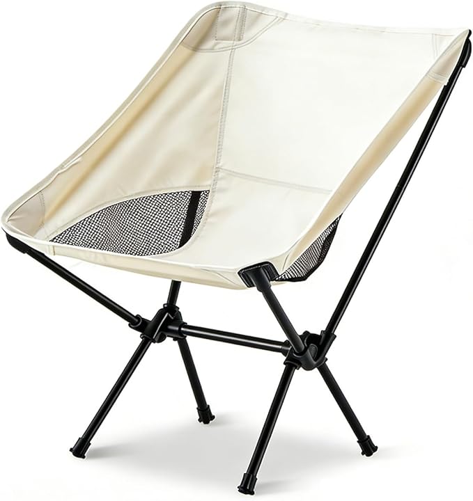Wind Tour Portable Camping Chair Lightweight Foldable Outdoor Chair for Hiking Camp Backpacking Lawn Beach Fishing Picnic with Carry Bag (Off White)