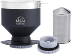 Stainless Steel Pour Over Coffee Filter, Reusable Dripper for Insulated Mugs, Paperless Coffee Maker for Hiking, Camping & Outdoor Adventures, Rinse-clean & Portable - Black