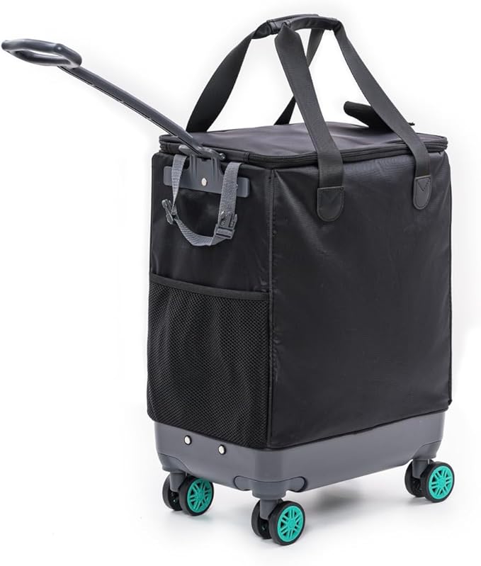 Handy Sandy Haul-It Foldable Rolling Tote – Patented Heavy-Duty Utility Bag with 8 Spinner Wheels, – Reusable Grocery Cart, Laundry Carrier, Travel Tote, Commuter Bag for Shopping & More- Green