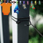 2 Pack Portable Clothesline with 12 Clothespins, Windproof Travel Clothesline Stretchy Retractable Elastic Laundry Clothes Line for Backyard, Vacation Hotel, Balcony Clothes Drying Line