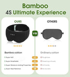 Bamboo Cotton Large Sleep Mask with Bluetooth Wireless Headphones - Blackout Eye Mask for Sleeping 3D Contoured Sleep Headband Ear Muffs Lengthen & Low Noise Hook for Better Experience (Black)