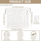 Q&J Fabric Co. 4 Pack Satin Dust Bag 15.7x19.7 inch and 19.7x23.6 inch White 100% Polyester Silk Bag Purse Dust Bag Shoe Bags for Closet Purse Protector Bag Dust Covers for Purses