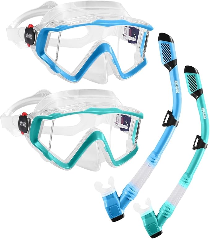 Aegend Snorkeling Gear for Adults Youth Kids, Snorkel Mask with Top Dry Valve - Panoramic View Anti-Leak and Anti-Fog with Mesh Bag for Snorkeling, Scuba Diving, Freediving & Swimming