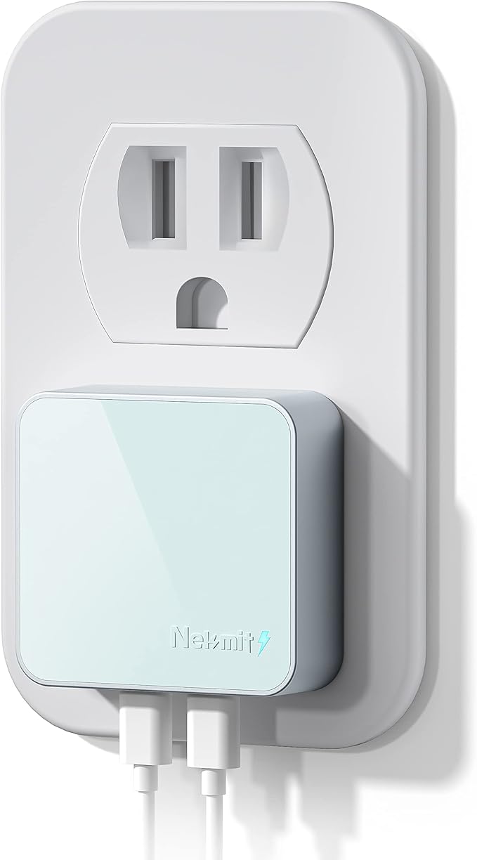 Nekmit Dual Port USB C Wall Charger, 40W PD Fast Charging USB C Wall Plug Adapter, Flat Thin Slim Charger Block for iPhone 17/17 Pro/17 Pro Max, Galaxy, MacBook Air, iPad, AirPods and More