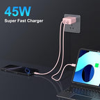 iPhone 17 16 15 Charger Fast Charging, 45W Dual USB C Android Phone Charger Block with 10FT Long Type C Cable Cord for Apple iPhone 17/Pro/Pro Max/Air/16/15 Plus/iPad/S26 Ultra/S25/S24/S23/S22(Pink)