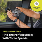 Luno Car Camping Fan - Suction Cup Fan for Car | USB-C Powered with 3 Speeds, Flexible Arm, 5 Blades, 360° Airflow & Headrest Mount - Compact Cooling Solution for Camping & Road Trips