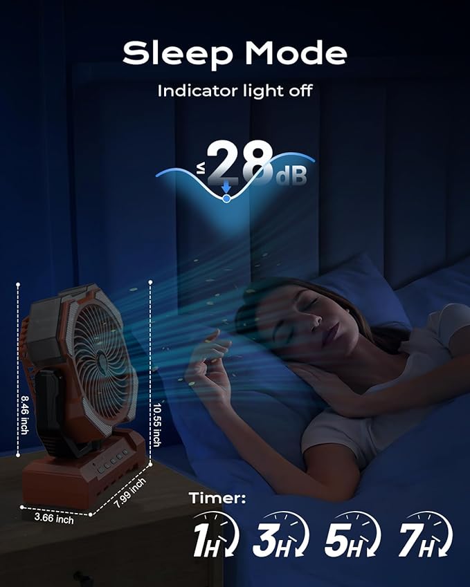 Misting Fan, Portable Camping Fans with 9oz Water Tank, 24000mAh Rechargeable Fan with 4 Speed, Battery Powered Fans with 120H Cooling, Last 5H Mist, 2 Mist Modes, Light, Outside/Summer Essential