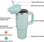 BJPKPK 30 oz Tumbler With Handle Insulated Tumblers With Lid And Straw Stainless Steel Thermal Cup,Blue Haze