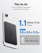Baseus Picogo Power Bank, 0.3" Ultra Slim 5000mAh MagSafe Portable Charger, Card-Size Magnetic Battery Pack with USB-C Braided Cable, Alloy Wireless Charger for iPhone 17 Pro Max/17 Air/16/15/14/13/12