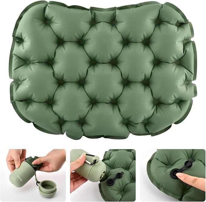 Inflatable Seat Cushion, Portable & Lightweight Airplane Seat Cushion, Camping Accessories Chair Pad Travel Stadium Cushions for Wheelchair,Driving,Office Work(Color:Green)