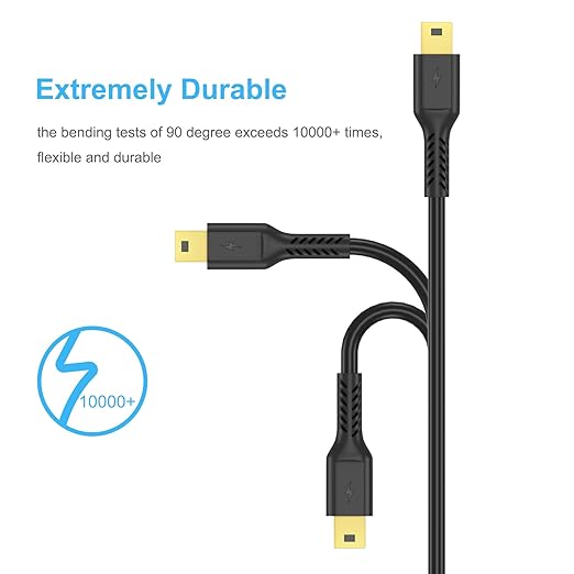 6FT Mini USB Cable, Standard USB 2.0 Type A Male to Mini B Male Charger Cord Compatible with PS3 Controller, MP3 Player, Camera, Dash Cam, Garmin GPS, Hero 4/3+