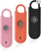 Fauxomor 140dB Personal Safety Alarm for Women, 3 Pack Safe Alarm Protection Keychain with Strobe Light & Low Battery Notice, Security Siren Self Defense for Seniors College Girls, Pink+Orange+Black