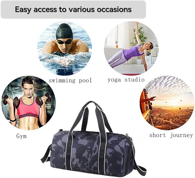 mezhsa Kids Overnight Duffle Bag Girls Boys Sports Gym Bag with Shoe Compartment Wet Pocket Camouflage travel bag(Grey)