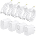 AISNI iPhone Charger Fast Charging 4 Pack 20W PD USB C Charger Block with 6 FT MFi-Certified Type C Fast Charging Cable Compatible for iPhone 14/13/12/11 Pro Max/Xs Max/XR/X,iPad-White