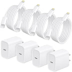 AISNI iPhone Charger Fast Charging 4 Pack 20W PD USB C Charger Block with 6 FT MFi-Certified Type C Fast Charging Cable Compatible for iPhone 14/13/12/11 Pro Max/Xs Max/XR/X,iPad-White