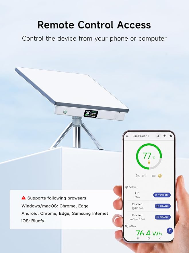 LinkPower 1 Starlink Mini Battery Pack 99Wh TSA-Approved Portable Power Station, 4H+ Runtime, Pass-Through Charging, USB-C PD Input/Output, Smart Display & Remote Control for RV,Travel,Off-Grid