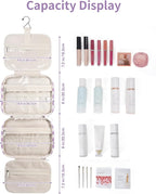 Narwey Hanging Toiletry Bag for Women Travel Makeup Bag Organizer Toiletries Bag for Travel Size Essentials Accessories Cosmetics (Purple Checkerboard (Medium))