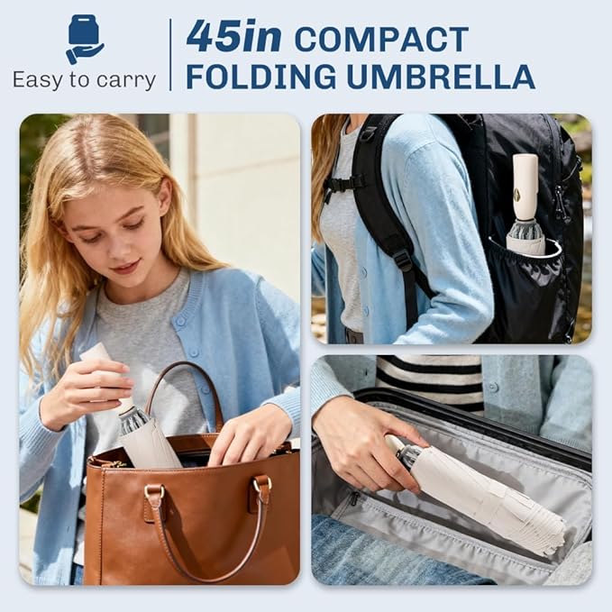 TOPSAIL 45in Compact Inverted Folding Umbrella for Travel Wind-resistant, Anti-rebound & Safe Collapsing, Portable & Sturdy Windproof Reverse Umbrellas for Rain