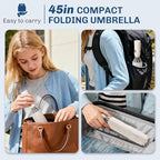 TOPSAIL 45in Compact Inverted Folding Umbrella for Travel Wind-resistant, Anti-rebound & Safe Collapsing, Portable & Sturdy Windproof Reverse Umbrellas for Rain