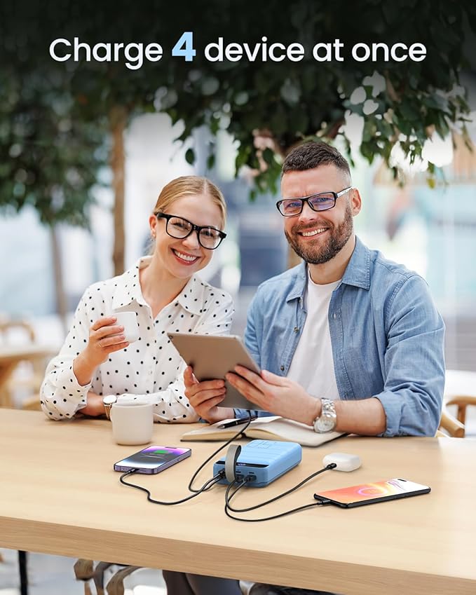Power Bank Fast Charging 50000mAh - 22.5W Portable Charger USB C Quick Charge with 4 Outputs & 3 Inputs LED Display Huge Capacity External Battery Pack for iPhone, Samsung, iPad etc Sierra Blue