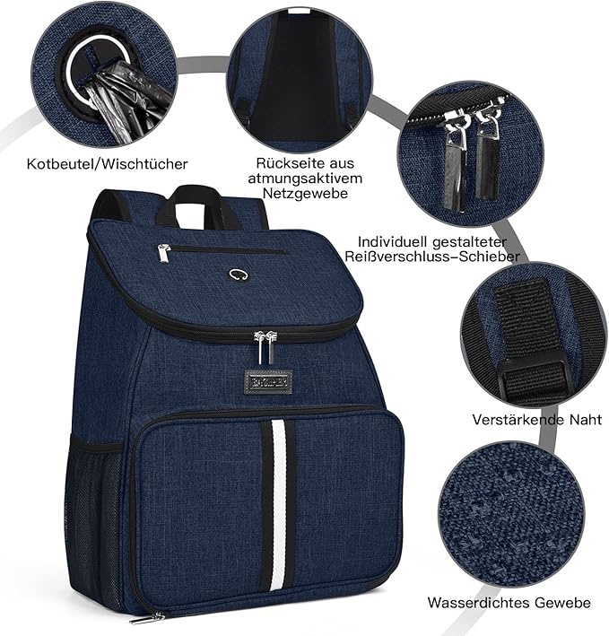 BAGLHER丨Dog Travel Bag, Airline Approved Pet Supplies Backpack, Dog Travel Backpack with 2 Silicone Collapsible Bowls and 2 Food Baskets