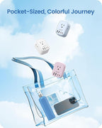 European Travel Plug Adapter, LENCENT US to Europe Type-C Foldable Power Plug with 4 Outlets 4 USB Ports (2 USB C), Power Adaptor for USA to EU Euro Iceland Spain Italy France Germany Greece, Blue
