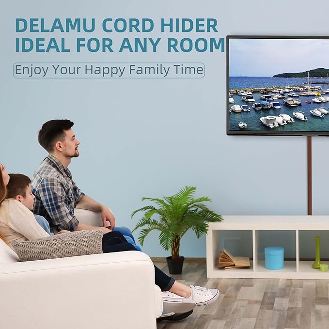 Wire Hider, 157in Delamu Cord Hider Wall, Paintable Wire Covers for Cords, TV Cable Hider Wall Kit, Cable Covers Raceway, Cable Management Hide TV Cords for Wall Mount TV, 10XL15.7 W0.95 H0.55in Brown
