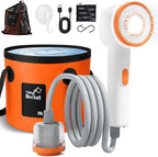 Portable Shower for Camping, Rechargeable Shower Head with LED Light, Filtered Camp Shower Pump, Large Capacity Foldable Bucket, Outdoor Camping Shower for Hiking, RV, Water Plant, Car Wash, Pet Bath