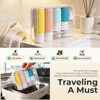 17 Pack Travel Bottles for Toiletries, TSA Approved Leak Proof Silicone Travel Containers for Toiletries with Label-Dopamine Color