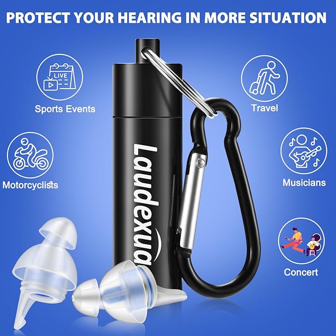 High Fidelity Concert Ear Plugs, 2 Pairs Ear Protection Musician Earplugs for Concerts, Music Festival, Motorcycle, and Other Noise Reduction Events