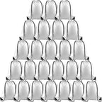 PLULON 25 Pcs White Drawstring Backpack Bags Bulk String Backpack Cinch Sack Pull Sport Gym Backpack Bags for Yoga Traveling Outdoor Sports