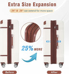 Luggage Sets, 2 Piece Carry on Luggage Set with Travel Bag, 2 Piece Expandable Spinner Hardshell Suitcase with TSA Lock, Back to School Suitcase, Women Men (White, 20/24 inch+Cosmetic Case)