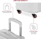 SwissGear 7366 Signature Hardside Expandable Luggage with Spinner Wheels, TSA Lock, Cup-Holder, White, Carry-On 19-Inch