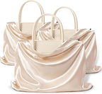 Vonty 3 Pack Silky Dust Bags for Shoes and Purses, Satin Drawstring Bag for HandBags Boots - Beige Shoe Bag Silk Dust Cover Bag Protector Travel Storage Pouch(19.6 x 15.7 In)
