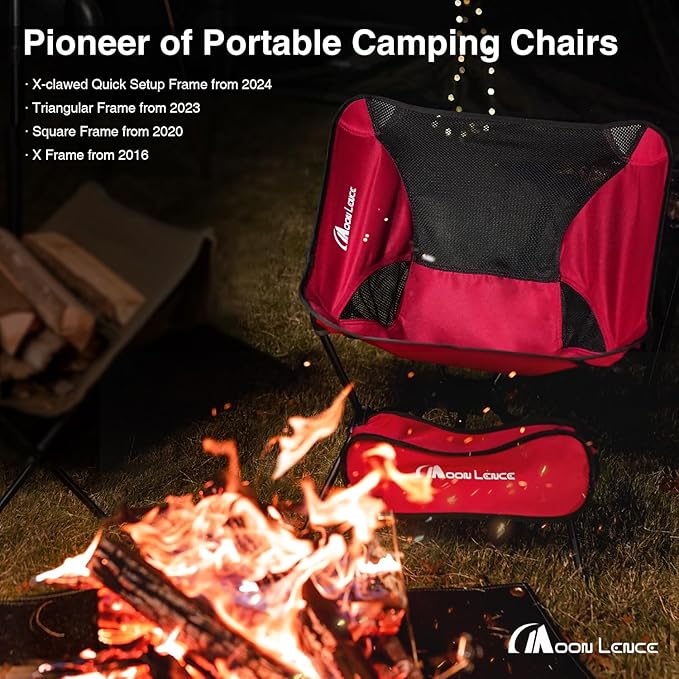 MOON LENCE Portable Camping Chair Lightweight Foldable Chair - The 4th Generation Portable Folding Chair - Compact, Ultralight Folding Chairs for Hiking Mountaineering Beach