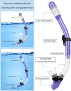 Ubekezele Snorkeling Gear for Adults Men Women,4 in 1 Snorkel Set with Panoramic View Diving Mask Anti-Fog Anti-Leak,Dry Top Snorkel,Fins and Travel Bag for Swimming,Snorkeling and Travel Diving