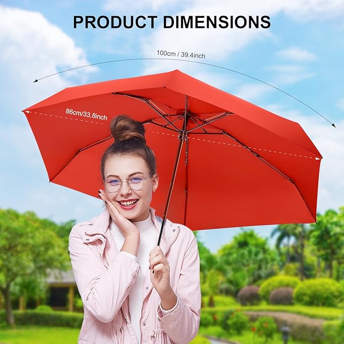 Compact Travel Umbrella with Case - Mini Umbrella for Purse, Small Lightweight &Tiny Design Perfect for Parasol Outdoor Sun&Rain Umbrellas