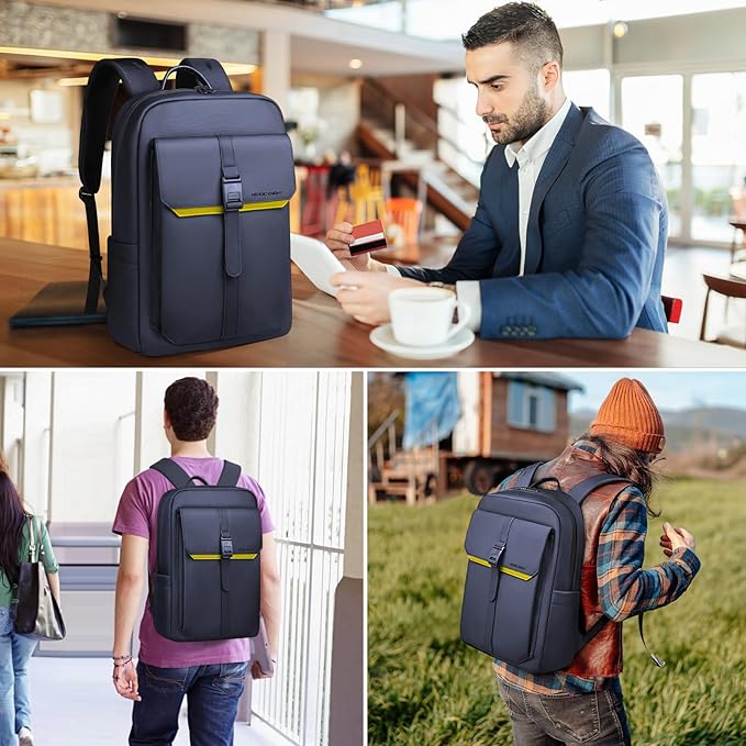 hk Slim Laptop Backpack for Men Women, Lightweight Business Backpacks 15.6 Inch Water-resistant Computer Bag for College Work Daily